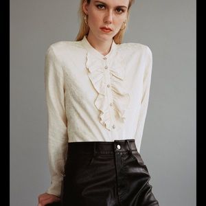 Zara ruffled Jacquard blouse